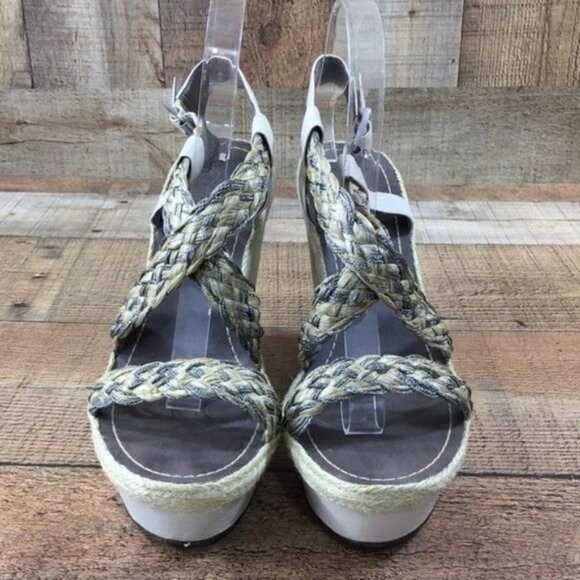 Vince Camuto Strappy‎ Woven Platform Wedge Sandals Womens 10B Slingback - Picture 2 of 11